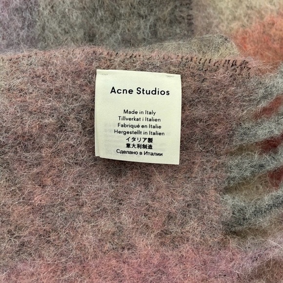 Acne Studios Multi Check Scarf in Pink - Picture 4 of 7